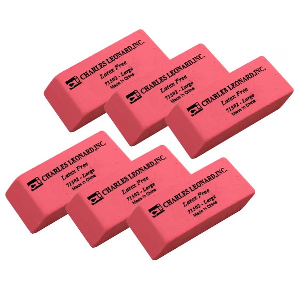 Synthetic Pink Wedge Erasers, PK72, Charles Leonard, Mfr#: 71502