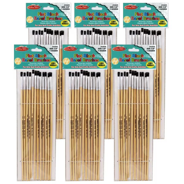 Flat Tip Easel Paint Brushes, 1/4in, PK72, Charles Leonard, Mfr#: 73525