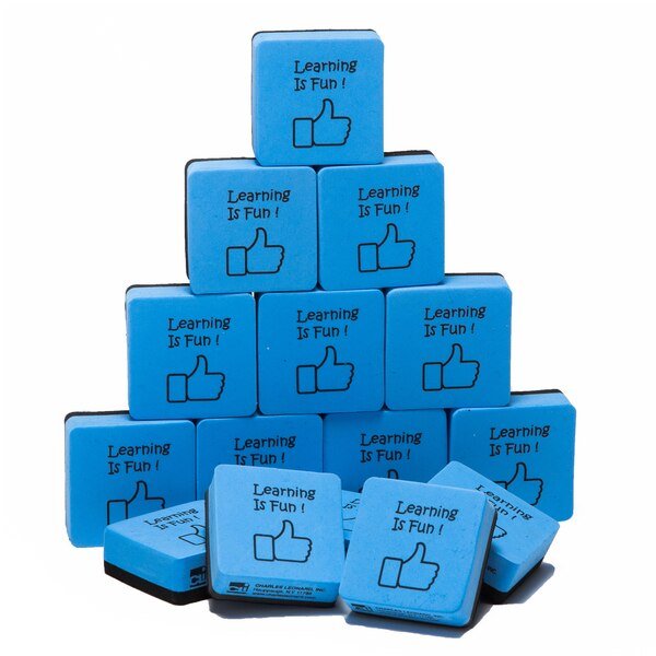 Mini Whiteboard Eraser, 2in x 2in, Blue/Black, PK45, Charles Leonard, Mfr#: 74549