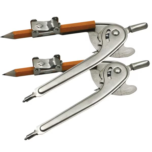 Ball Bearing Compass w/Golf Pencil, Safety Point, 12 Per Pack, PK2, Charles Leonard, Mfr#: 77365
