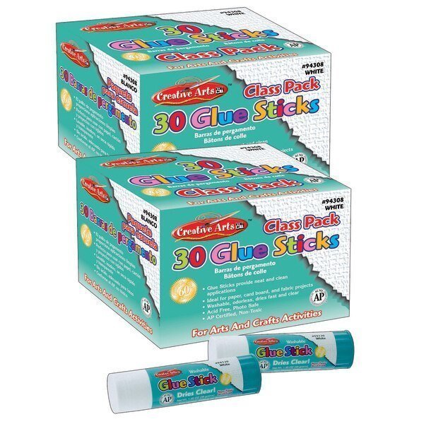 Creative Arts™ Glue Stick Classpack, .28 oz., Clear, PK60, Charles Leonard, Mfr#: 94308