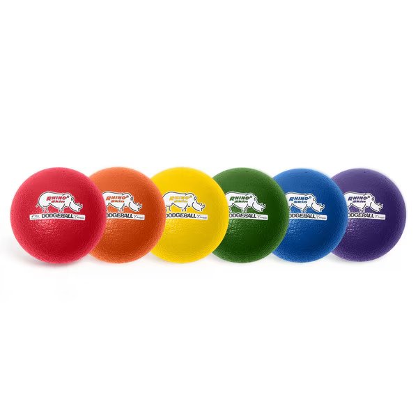 Rhino Skin® 6-Inch Low Bounce Dodgeball Set, Assorted Colors, Set of 6, Champion Sports, Mfr#: RXD6SET