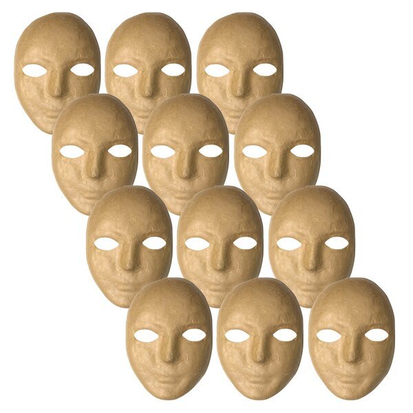 Papier Mache Mask, 8in x 5.25in, PK12, Creativity Street, Mfr#: PAC4190