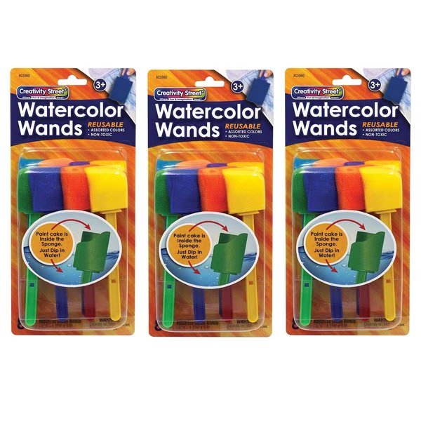 Watercolor Wands with Paint, 8 Assorted Colors Per Pack, 24PK, Creativity Street, Mfr#: 5960