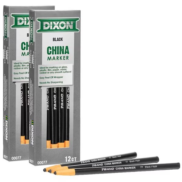 Phano China Markers, Black, PK24, 24PK, Dixon Ticonderoga, Mfr#: 00077