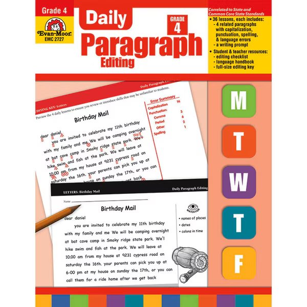 Daily Paragraph Editing Book, Teachers Edition, Grade 4, Evan-Moor Educational Publishers, Mfr#: 2727
