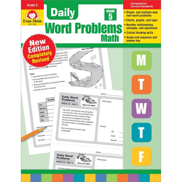 Daily Word Problems Math, Teachers Edition, Grade 5, Evan-Moor Educational Publishers, Mfr#: 3095