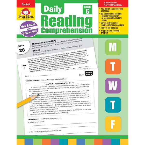Daily Reading Comprehension, Teacher Edition, Grade 6, Evan-Moor Educational Publishers, Mfr#: 3616