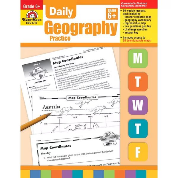 Daily Geography Practice Book, Teacher Edition, Grade 6, Evan-Moor Educational Publishers, Mfr#: 3715