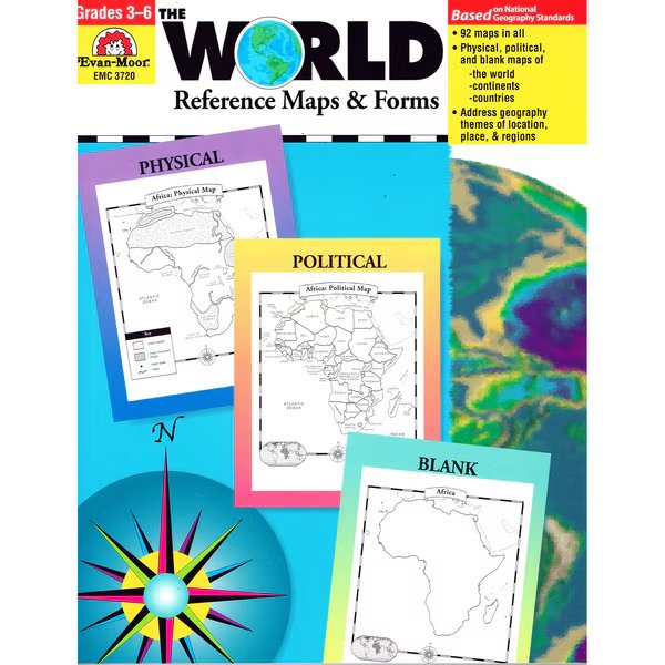 The World - Reference Maps + Forms Book, Teacher Resource, Evan-Moor Educational Publishers, Mfr#: 3720