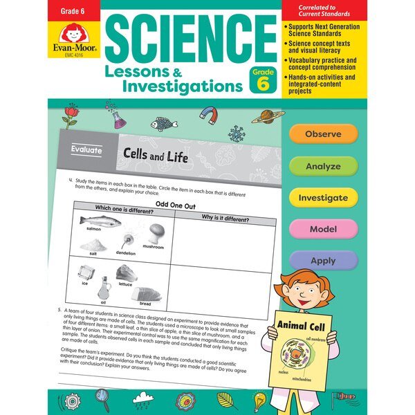 Science Lessons and Investigations, Teachers Edition, Grade 6, Evan-Moor Educational Publishers, Mfr#: 4316
