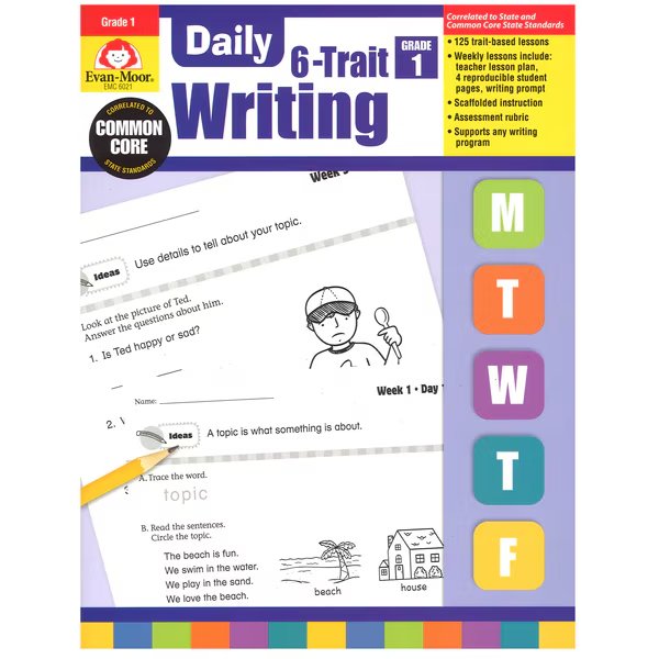 Daily 6-Trait Writing Book, Teachers Edition, Grade 1, Evan-Moor Educational Publishers, Mfr#: 6021