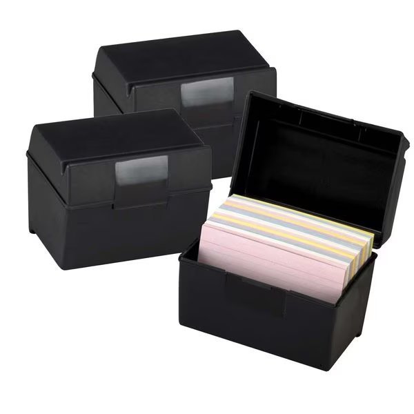 Plastic Index Boxes, 4 x 6, 400 Card Capacity, Black, 3PK, Oxford, Mfr#: 1461