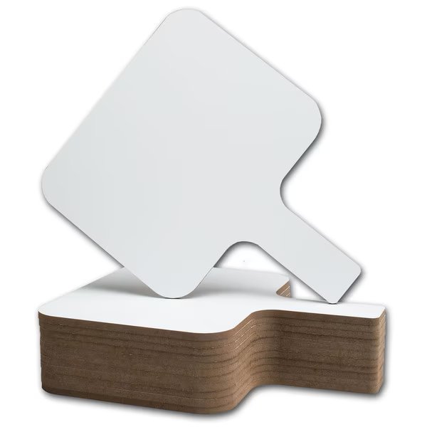 Rectangular Dry Erase Answer Paddle, 8" x 9.75", PK12, Flipside, Mfr#: 10039
