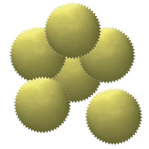 Blank 2" Gold Certificate Seals, 50 Per Pack, PK6, Hayes, Mfr#: VA313