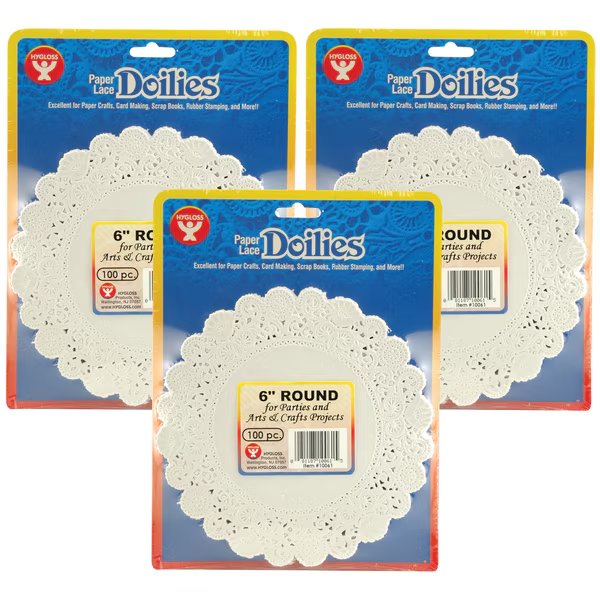 Round Paper Lace Doilies, White, 6in, PK300, Hygloss Products, Mfr#: 10061