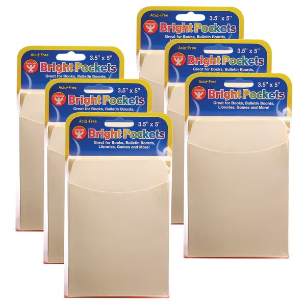 Library Pockets, 3.5 x 4.5, Non-Adhesive, Manila, PK240, Hygloss Products, Mfr#: 15649