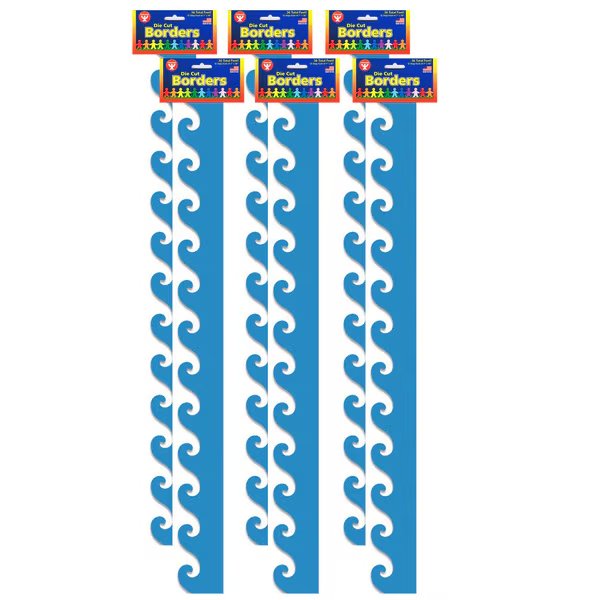 Blue Waves Mighty Brights™ Border, 36 Feet/Pack, PK6, Hygloss Products, Mfr#: 33602
