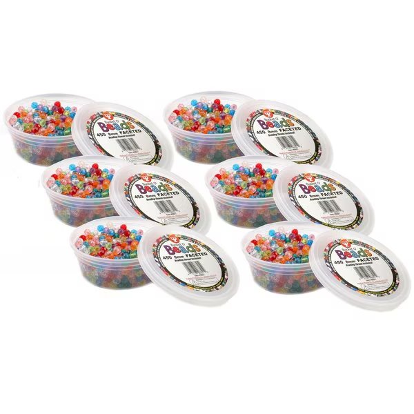 Bucket O Beads, Faceted, 8 mm, 450 Pieces, PK6, Hygloss Products, Mfr#: 6821