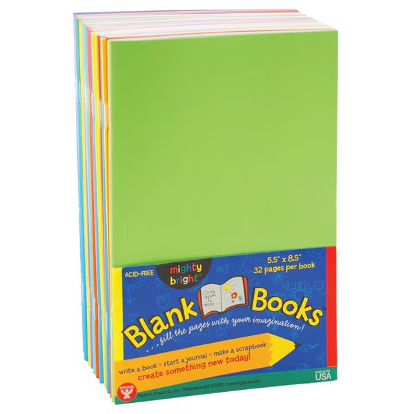 Blank Paperback Books, 5.5" x 8.5", Assorted Colors, PK10, Hygloss Products, Mfr#: 77705