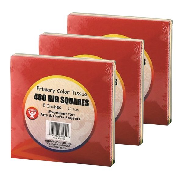 Tissue Paper Squares, 5", Primary Colors, PK2880, Hygloss Products, Mfr#: 88169