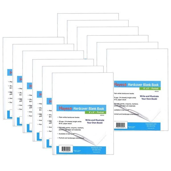 Hardcover Blank Book, Portrait 6in. x 8in., 12PK, Hayes Publishing, Mfr#: BK200
