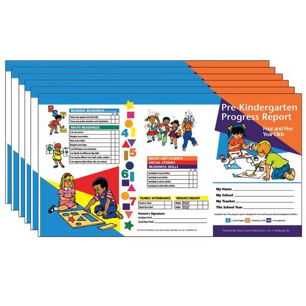 Pre-Kindergarten Progress Report, 4 and 5 year olds, 60PK, Hayes Publishing, Mfr#: PRC12