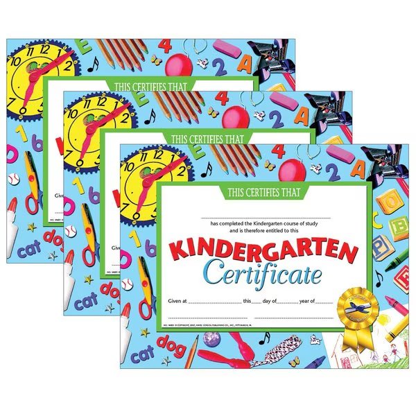 Kindergarten Certificate, 8.5in x 11in, PK90, Color: Multi, Hayes, Mfr#: VA601