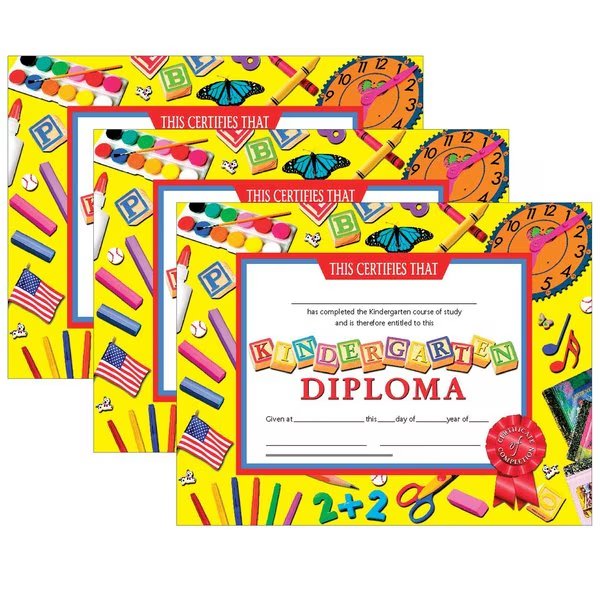 Kindergarten Diploma, 8.5in x 11in, PK90, Recommended Age: 5-6 Years, Hayes, Mfr#: VA703