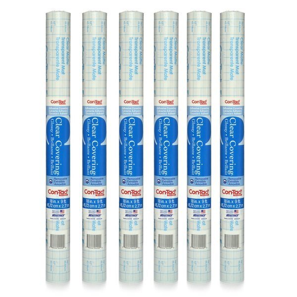 Adhesive Roll, Clear, 18in x 9ft, Glossy, 6PK, Con-Tact Brand, Mfr#: 09FC9D73