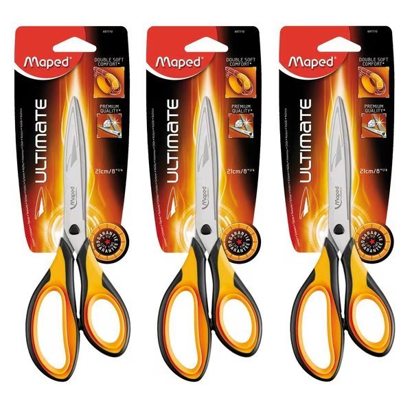 Ultimate Scissors With Double Soft Rings, 8in, PK3, Maped, Mfr#: MAP697710