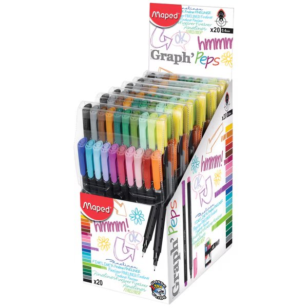 Graph Peps 0.4mm Fine Felt Tipped Pens, PK20, Maped, Mfr#: 749151
