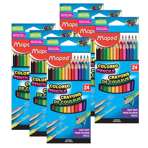 Triangular Colored Pencils, 24 Count, PK6, Maped, Mfr#: 832046ZV