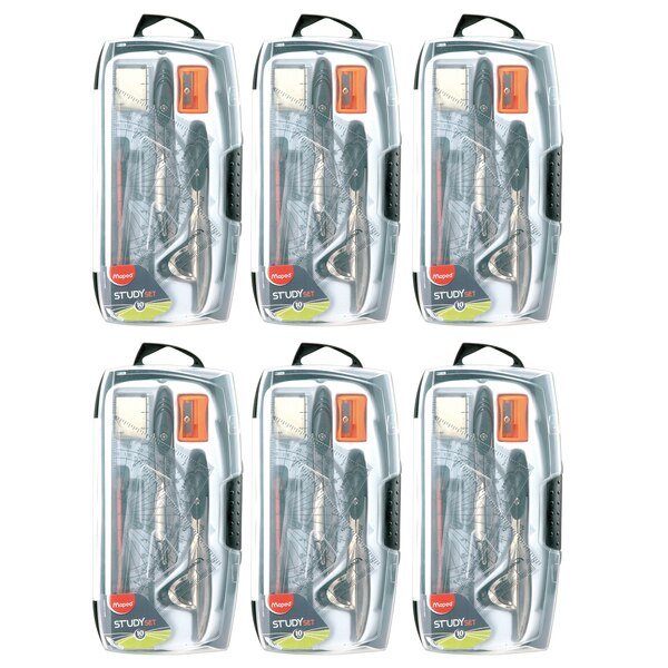 Study Metal Compass, 10 Piece Set, PK6, Maped, Mfr#: 897010