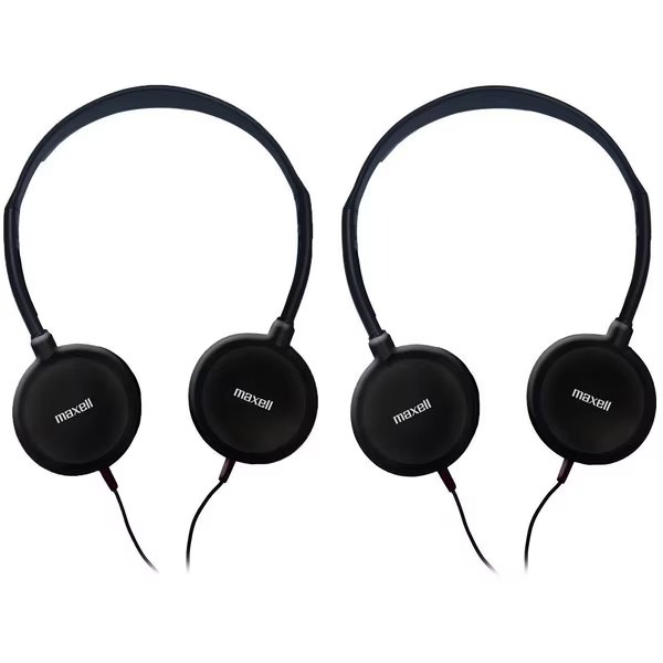 HP-100 Budget Stereo Headphones, PK2, Maxell, Mfr#: MAX190319