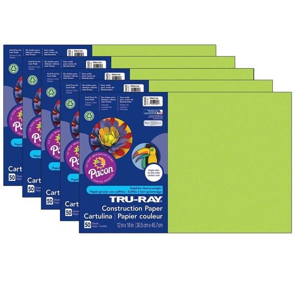 Tru-Ray® Construction Paper, Brilliant Lime, 12x18, PK250, Pacon, Mfr#: P103425