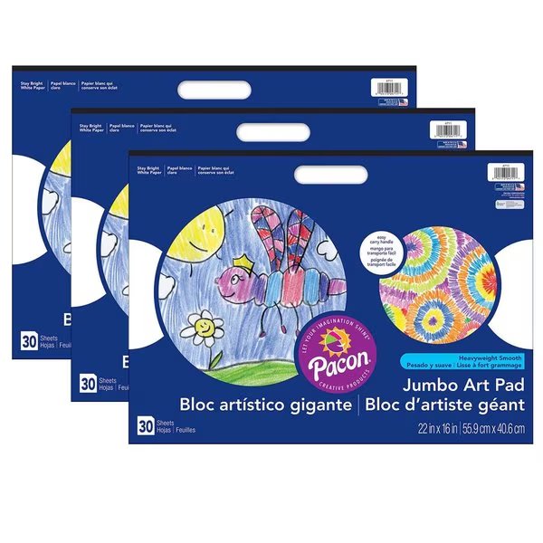 Art Street® Jumbo Art Pad, White, 22x16, 30 Sheets/Pad, PK3 Pads, Art Street, Mfr#: P4711