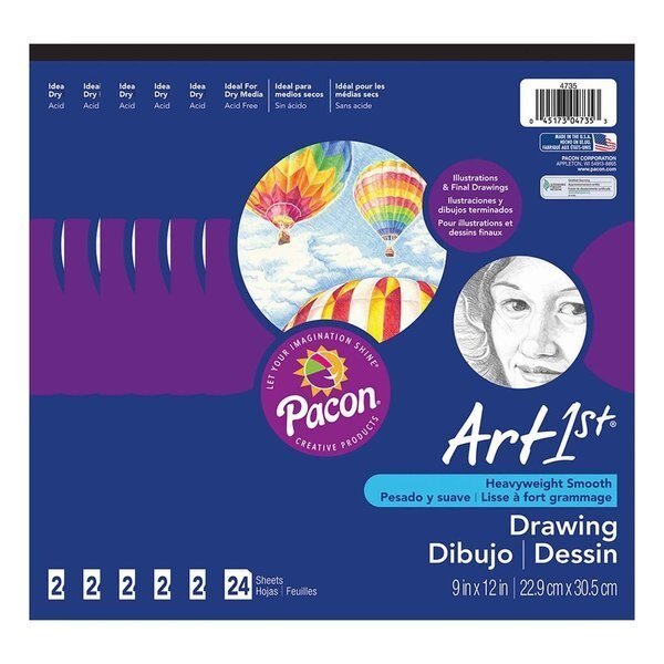 Art1st® Drawing Paper Pad, Heavyweight, 9x12, 24 Sheets/Pad, PK6, Ucreate, Mfr#: P4735