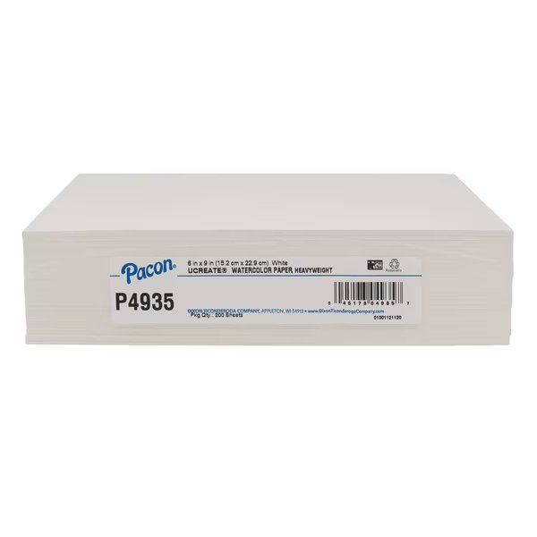 Watercolor Paper, White, 90 lb., 6in x 9in, PK200, Ucreate, Mfr#: P4935