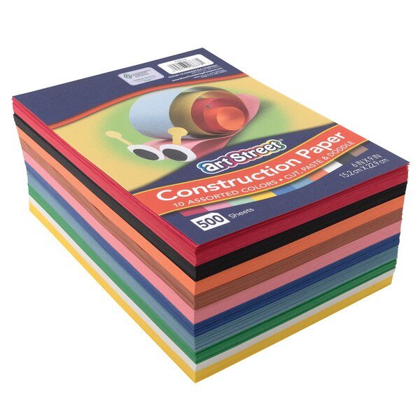 Lightweight Construction Paper, 10 Assorted Colors, 6x9in, 500 Sheets, Art Street, Mfr#: P6678