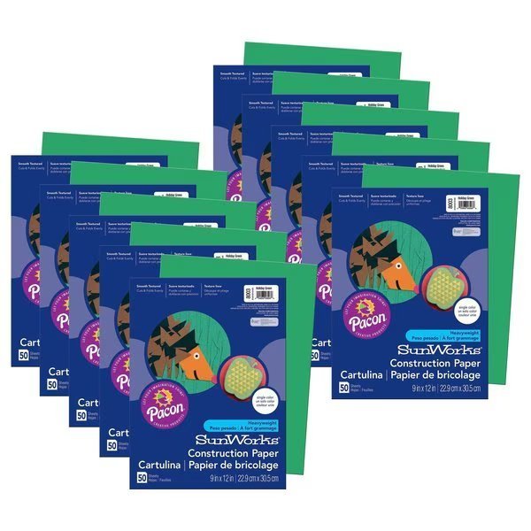 SunWorks® Construction Paper, Holiday Green, 9x12, PK500, Pacon, Mfr#: P8003