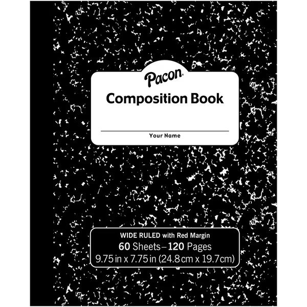 Composition Book, Black Marble, 60 Sheets/Book, PK12, Pacon, Mfr#: MMK37130