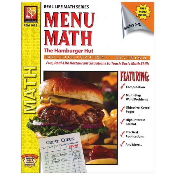 Menu Math: The Hamburger Hut Book, Multiplication And Division, Remedia Publications, Mfr#: 102B
