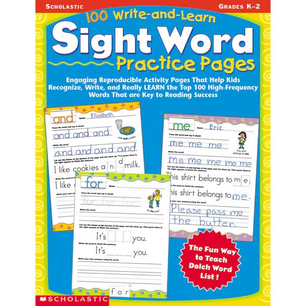 Scholastic 100 Write And Learn Sight Word Practice Pages, Grades K-2, Scholastic Teaching Resources, Mfr#: 9780439365628