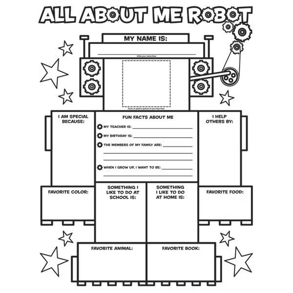 Graphic Organizer Poster, All-About-Me Robot, Grades K-2, Set of 30, Scholastic, Mfr#: 9780545014625