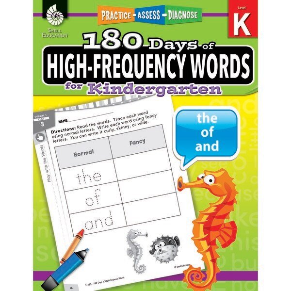 Shell Education 180 Days of High-Frequency Words Book, Grade K, Shell Education, Mfr#: 51633