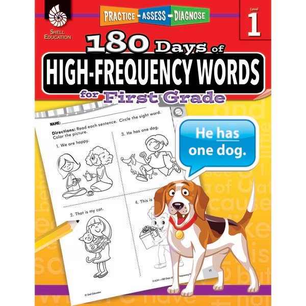 Shell Education 180 Days of High-Frequency Words Book, Grade 1, Shell Education, Mfr#: 51634