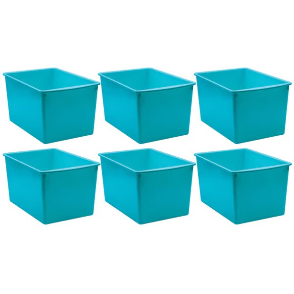 Storage Bin, Plastic, Teal, 6 PK, Teacher Created Resources, Mfr#: TCR20428