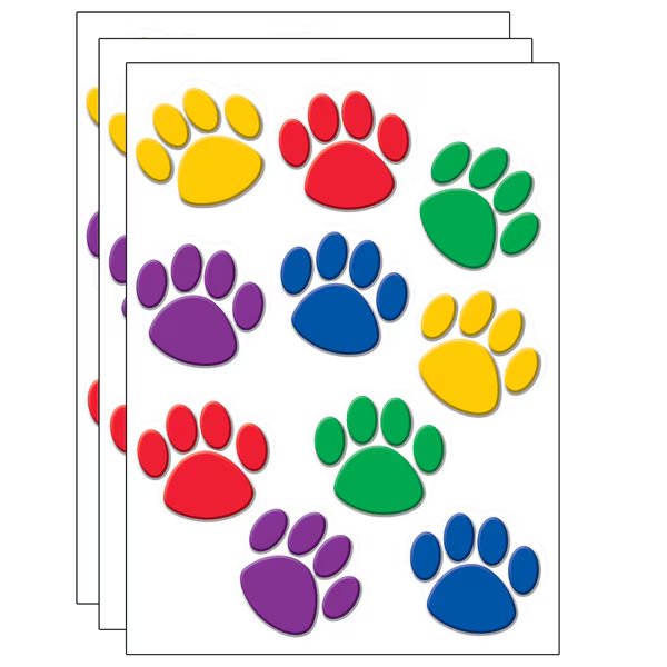 Colorful Paw Print Accents, 30 Pieces, PK3, Teacher Created Resources, Mfr#: TCR4114