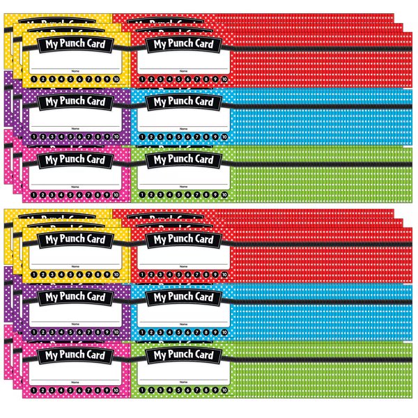 Polka Dots Punch Cards, PK360, Teacher Created Resources, Mfr#: TCR5608
